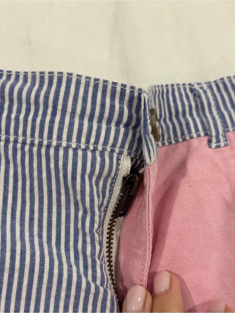 Ralph Lauren Pink and Blue Striped Jean Shorts